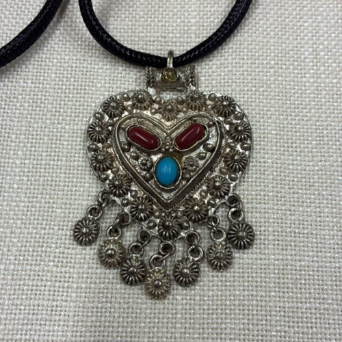 Boho pendant with black adjustable cord