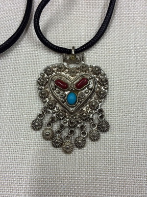 Boho pendant with black adjustable cord