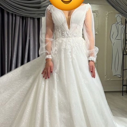 Handcrafted 3D Flowers Couture Wedding Dress with Shoes and Pearl Tiara like new