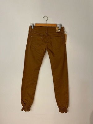 Кафяв дамски памучен панталон нов с намачкан ефект