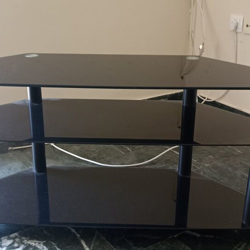 Glass TV stand in black, like new