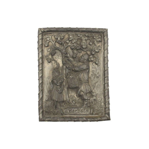 Decorative Tin Relief Painting from 1960s with Autumn Scene