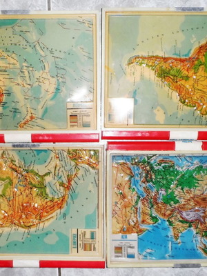 Klinex vintage 60s used 4 embossed maps with issues