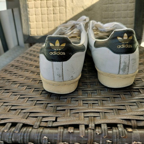 Adidas originals leather vintage sneakers used, size 43.5, black and white