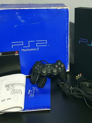 PlayStation 2 Fat Box 50004 μεταχειρισμένο, πλήρες με καλώδια και μοχλό