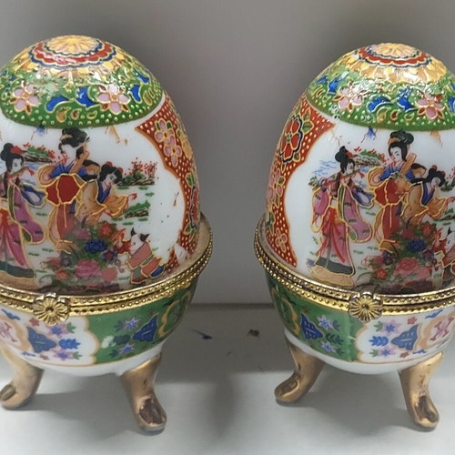 Trinket box Fabergé egg design pair like new, 9cm colorful