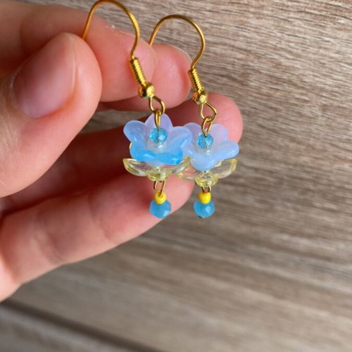Handmade earrings blue and yellow inspired by Barbie Fairytopia