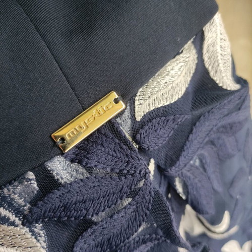 Mystic blue dress like new with removable white belt