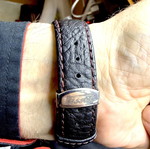 Tissot PRC 200 chronograph watch, black dial, leather strap