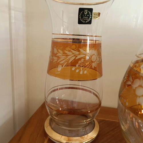 Vintage crystal vases 23 cm and 22 cm like new