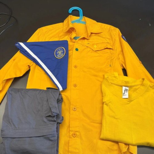 Scout Cub Uniform set like new with shirt, pants, scarf, and badge