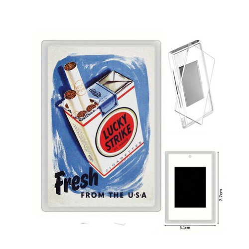 Lucky Strike Cigarettes Vintage Magnet new with acrylic frame