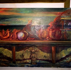 Παλιός μεγάλος πίνακας με θέμα τη Μινωική Κρήτη
