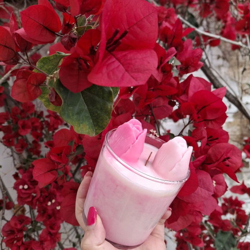 Soy Candle Handmade with Tulips 250g New