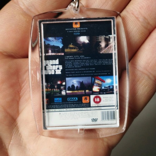 GTA Grand Theft Auto 3 PS2 keychain new, acrylic