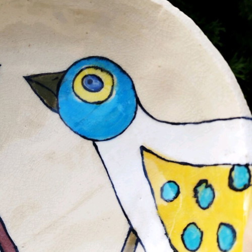 Handmade ceramic bowl used, hand-painted