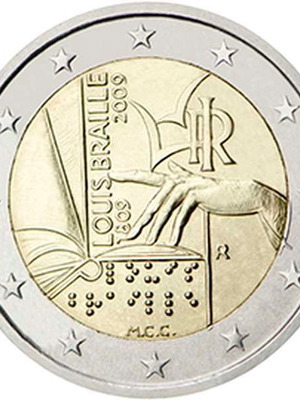 Ιταλία 2 Ευρώ 2009 UNC αναμνηστικό για τα 200 χρόνια από τον Λουί Μπράιγ