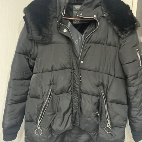 Bsb down jacket asymmetrical like new, black