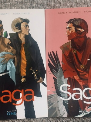 Saga Volumes 1 & 2 like new sci-fi comics by Brian K. Vaughan and Fiona Staples
