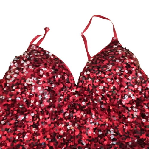 Evening bustier like new, red with gold details