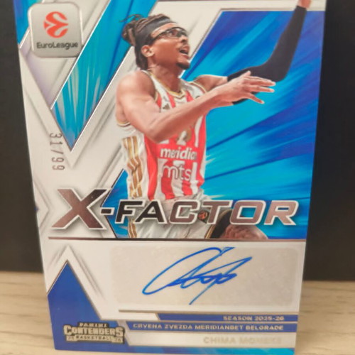 2025-26 Panini Contenders EuroLeague Crvena Zvezda Chima Moneke X-Factor Auto card new