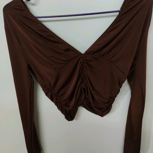Zara blouse with gathers brown like new, size S