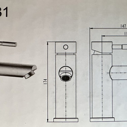Italian INOX sink faucet new, silver 35mm
