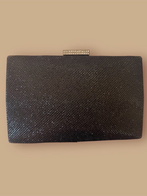 Clutch bag black new with rhinestones and chain
