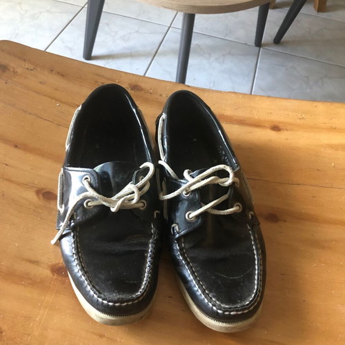 Sebago Docksteps boat shoes used, black and white, size 41