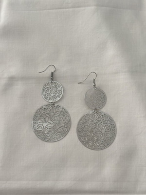 Silver earrings with floral design, like new