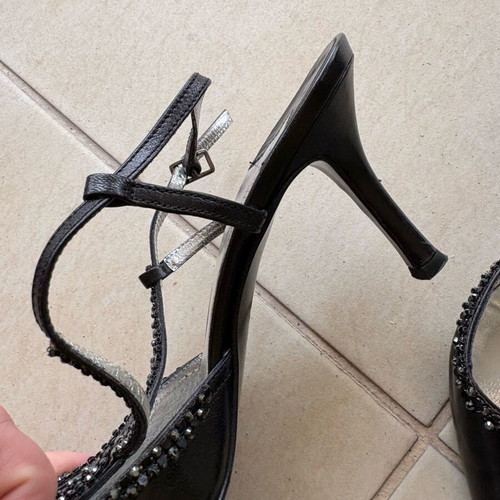 J Bournazos sling back shoes like new, black with rhinestones, size 37