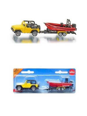 Siku set new, toy car with boat trailer
