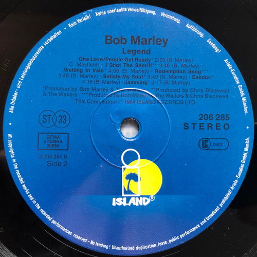 Bob Marley And The Wailers Legend vinyl record used