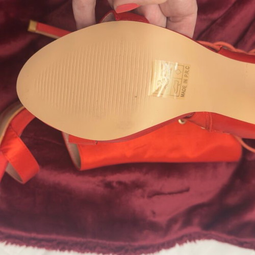 Satin lace-up bootie pumps like new, red size 39