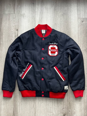 Men's Crooks & Castles Good Fortune varsity jacket new, dark blue with red details