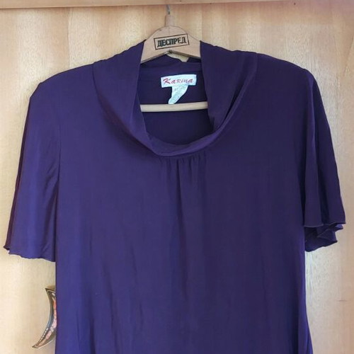 Karina women's blouse new, purple, short sleeve, sizes 52 and 56