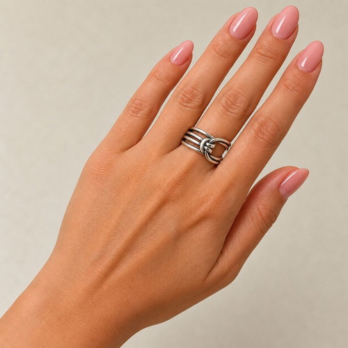 Handmade Gianniotiko ring silver 925 new, size 53 adjustable