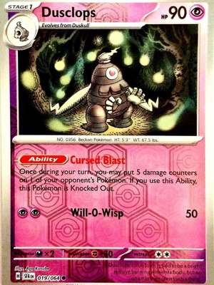 Dusclops 019/064 Sv Shrouded Fable Reverse Holo Pokemon card new collectible