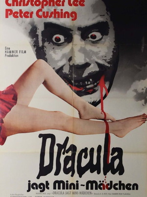 Dracula A.D. 1972 German Movie Poster used, Christopher Lee