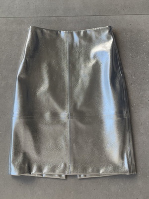 Women's skirt knee-length silver faux leather H&M new size 36