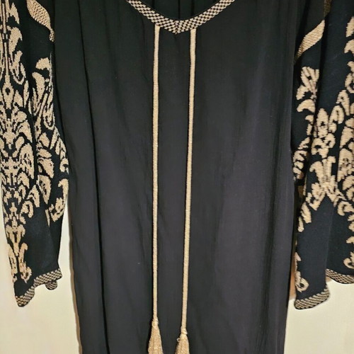 Aggel Knitwear Black Long Dress New With Gold Embroidery
