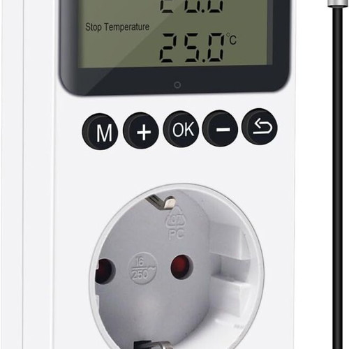 KETOTEK digital thermostat socket 100–250 V, -40 to 120°C, 16 A