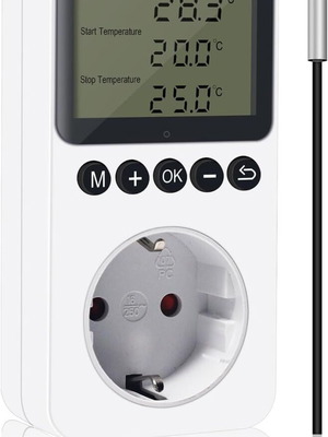 KETOTEK digital thermostat socket 100–250 V, -40 to 120°C, 16 A