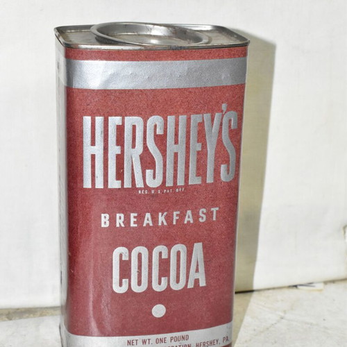 Hershey’s Cocoa metal tin used, vintage retro collectible