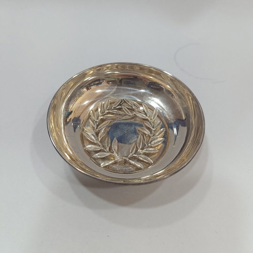 Handmade Vintage 925 Silver Dish with Embossed Olive Wreath