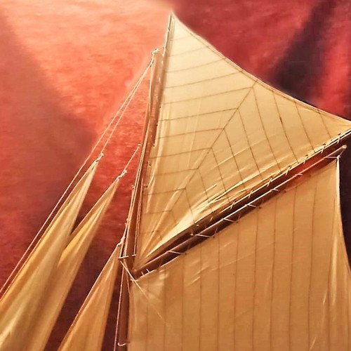 Wooden Handmade Racing Sailboat Like New Large Size