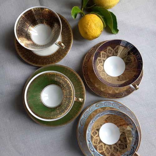Bavaria coffee cups used, set of 4, vintage