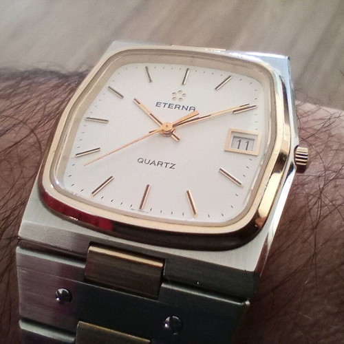 Eterna Royal Quartz men's watch used, two-tone design