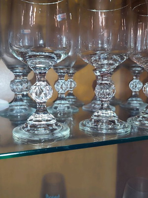 Set of five crystal wine glasses made of Bohemian crystal new