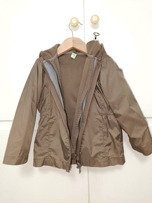 Prenatal waterproof jacket 2 pieces used, 3 years, dark olive